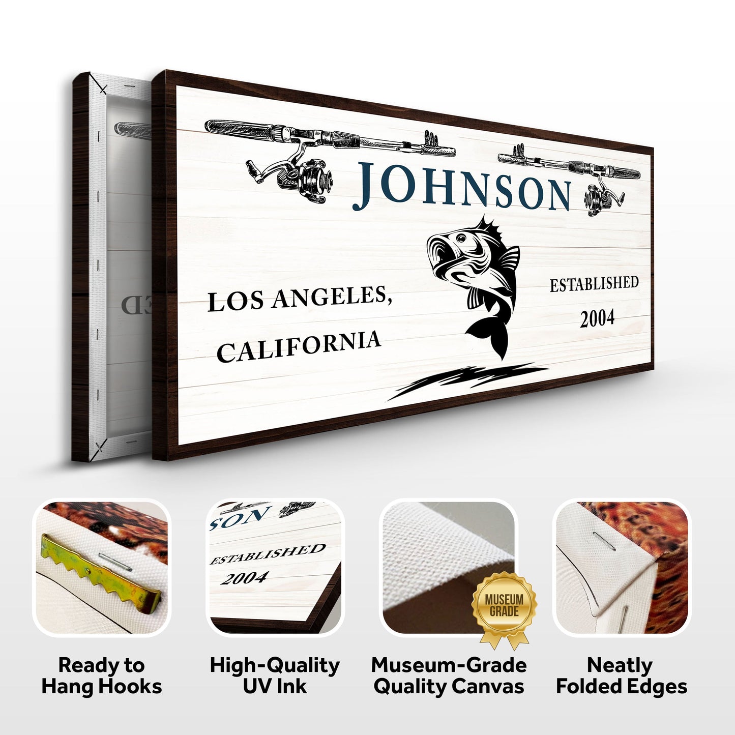 Gone Fishing Personalized Canvas Sign
