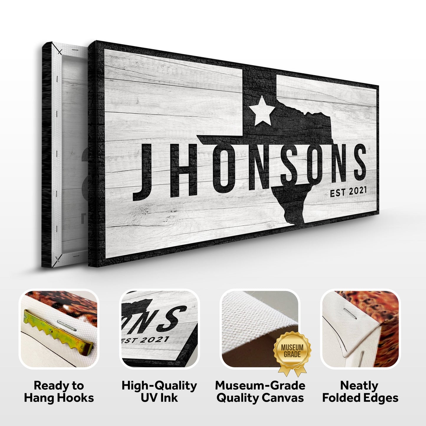 Texas Family Name Canvas Sign