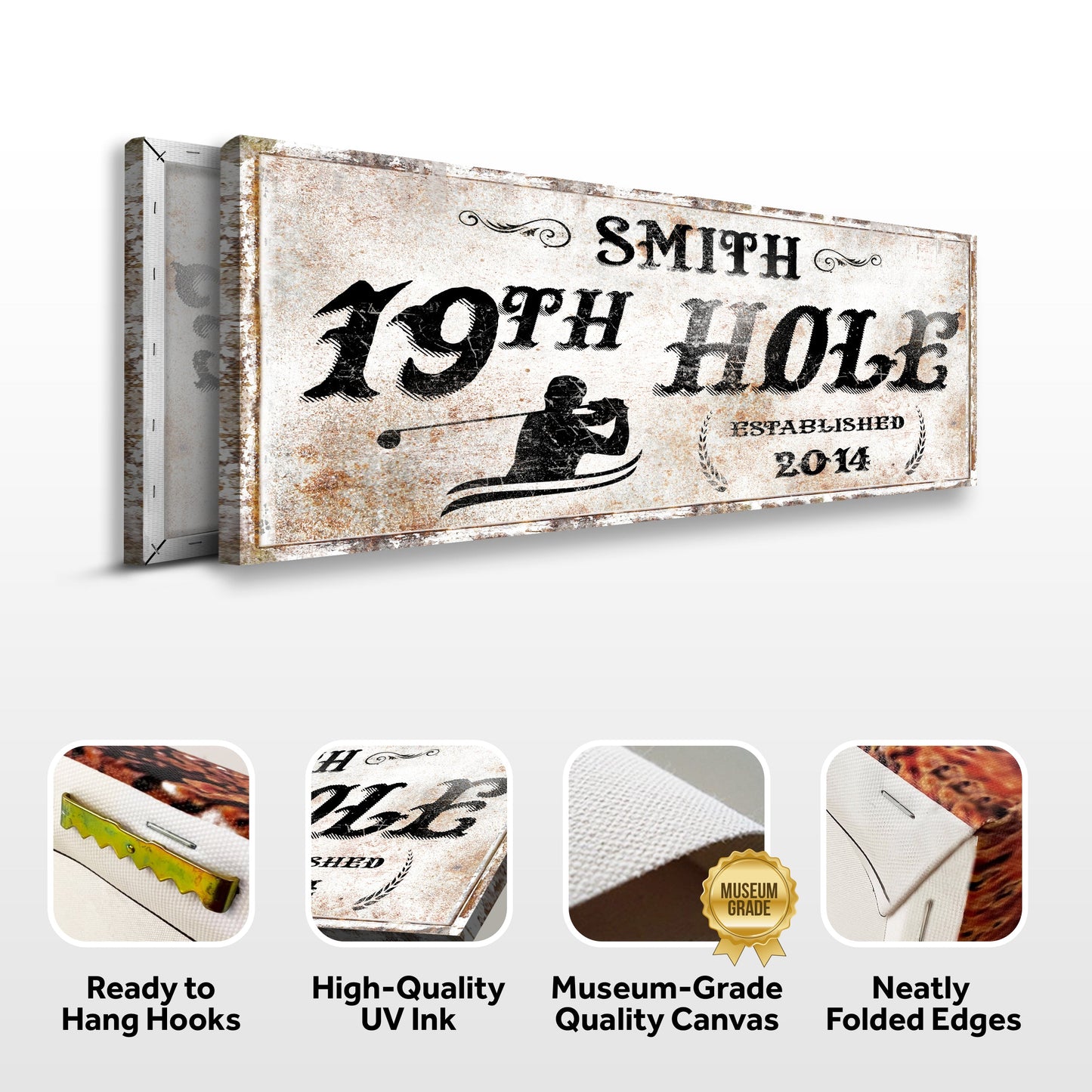 19th Hole Golf Canvas Sign II