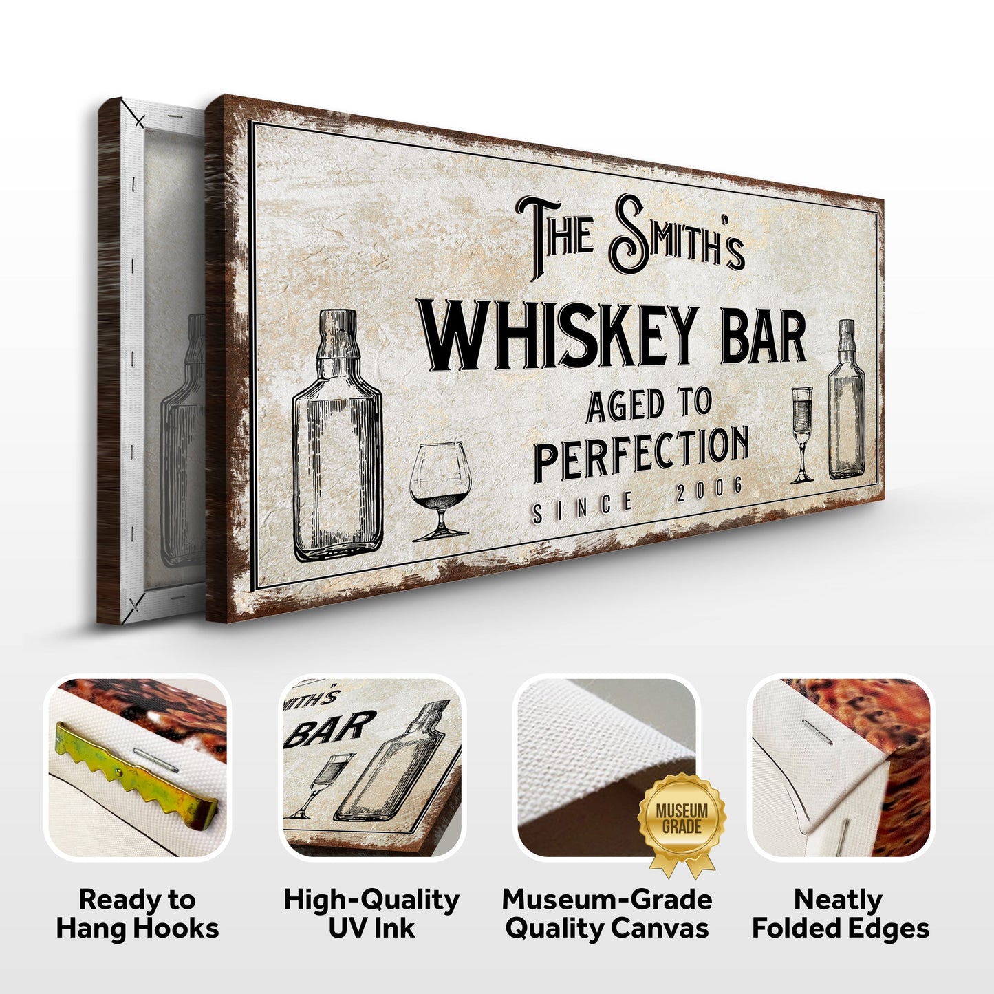 Personalized Whiskey Bar Canvas Sign