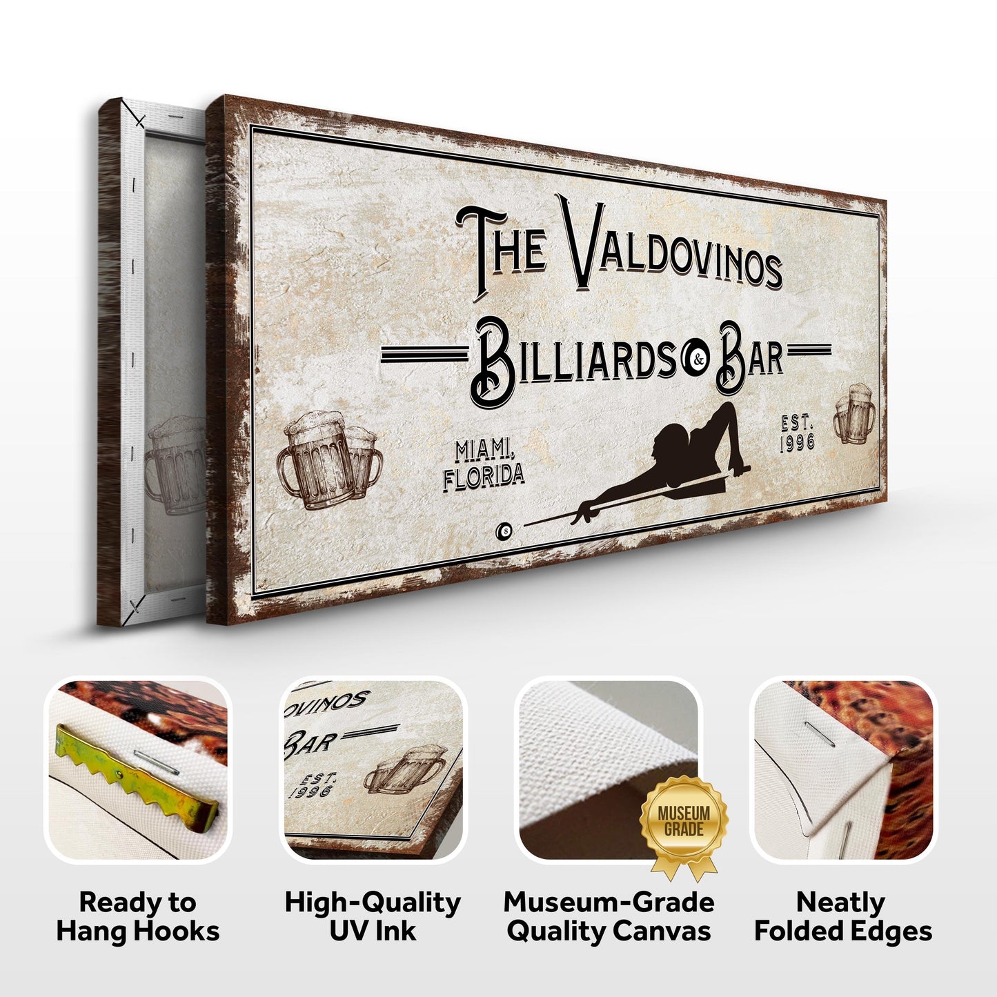 Billiards And Bar Canvas Sign II