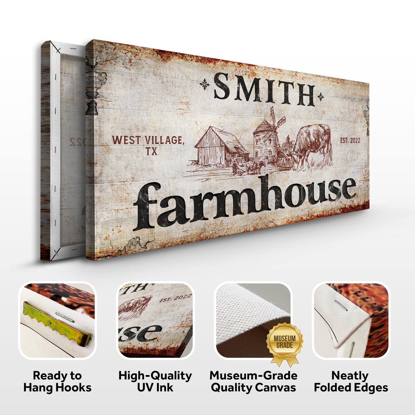 Family Farmhouse Personalized Canvas Sign II