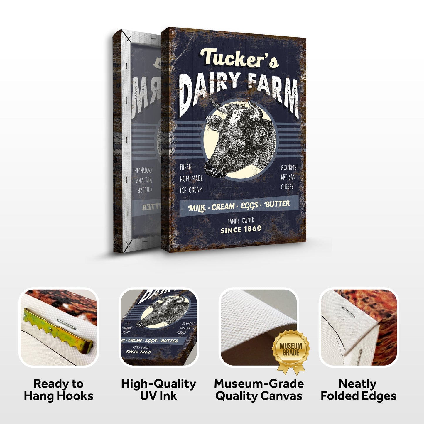 Dairy Farm Personalized Canvas Sign