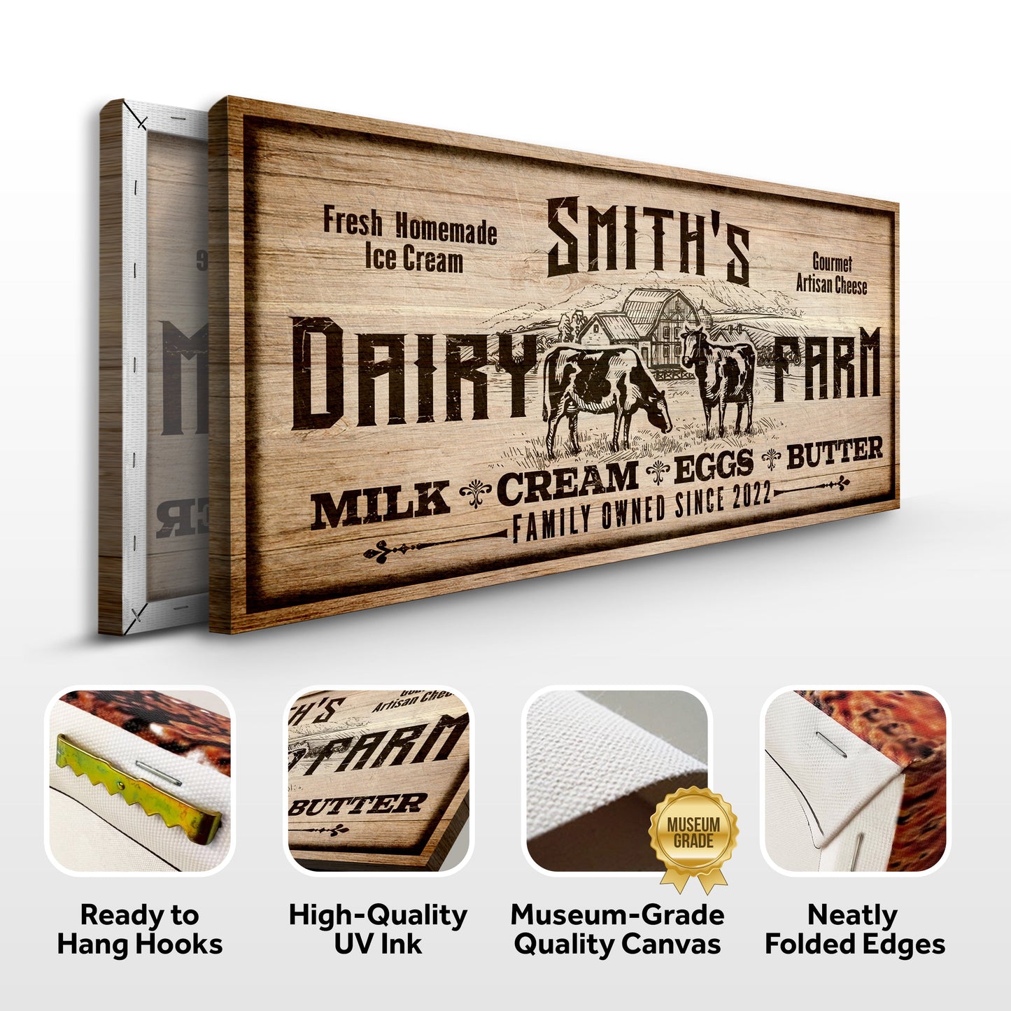 Dairy Farm Personalized Canvas Sign II