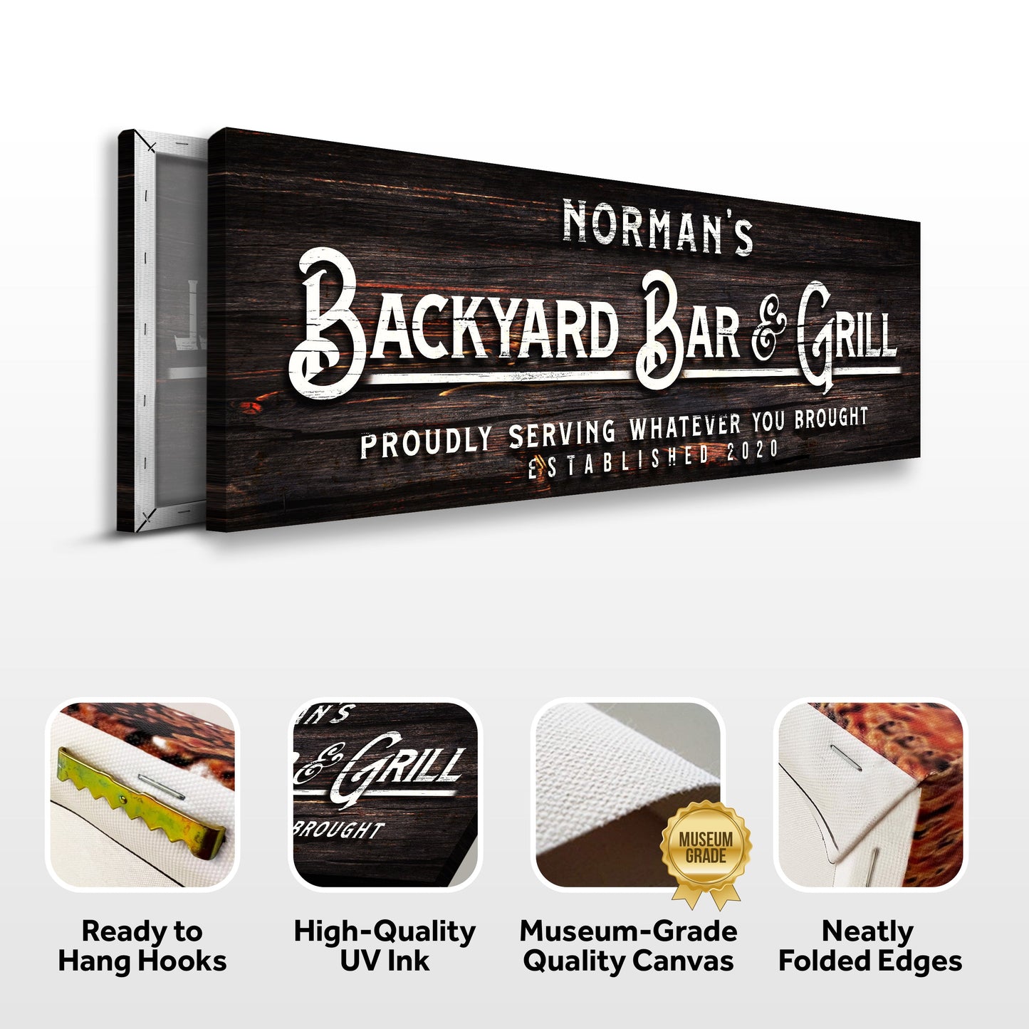 Backyard Bar And Grill Canvas Sign II