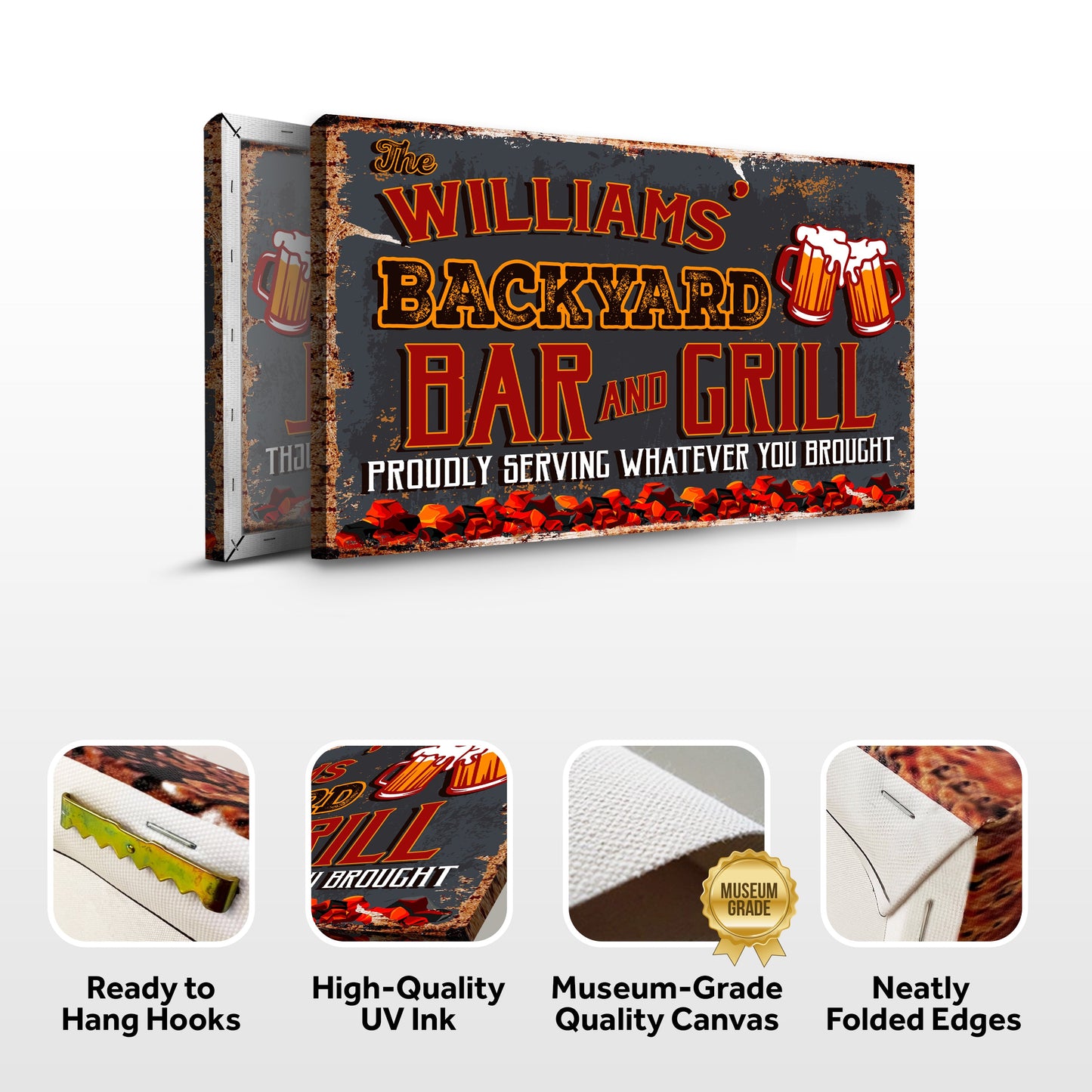 Backyard Bar And Grill Canvas Sign VII