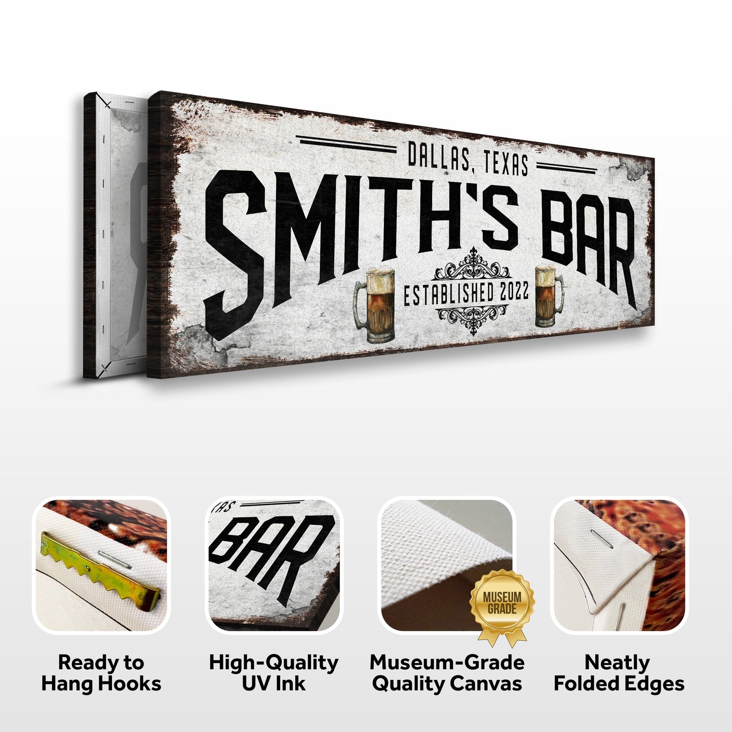 Rustic Bar Personalized Canvas Sign II