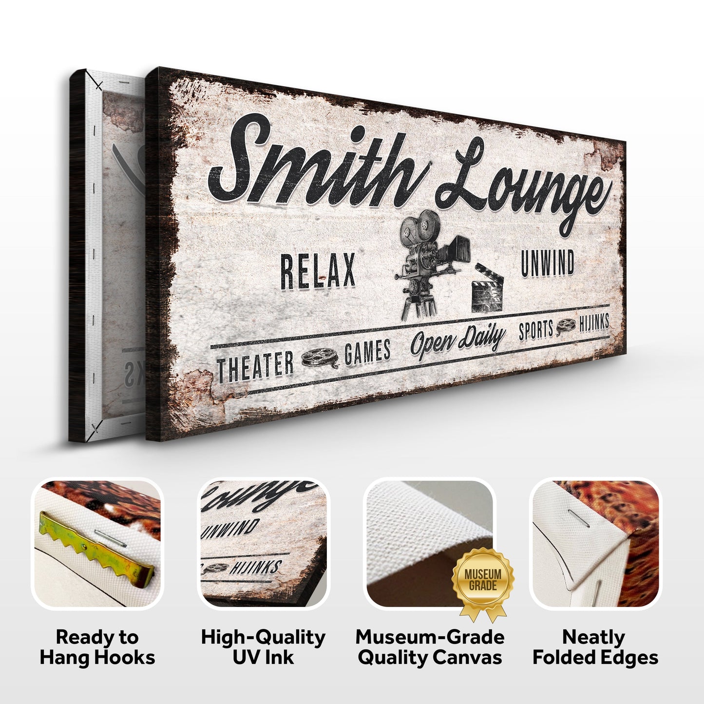 Relax Unwind Theatre Lounge Canvas Sign