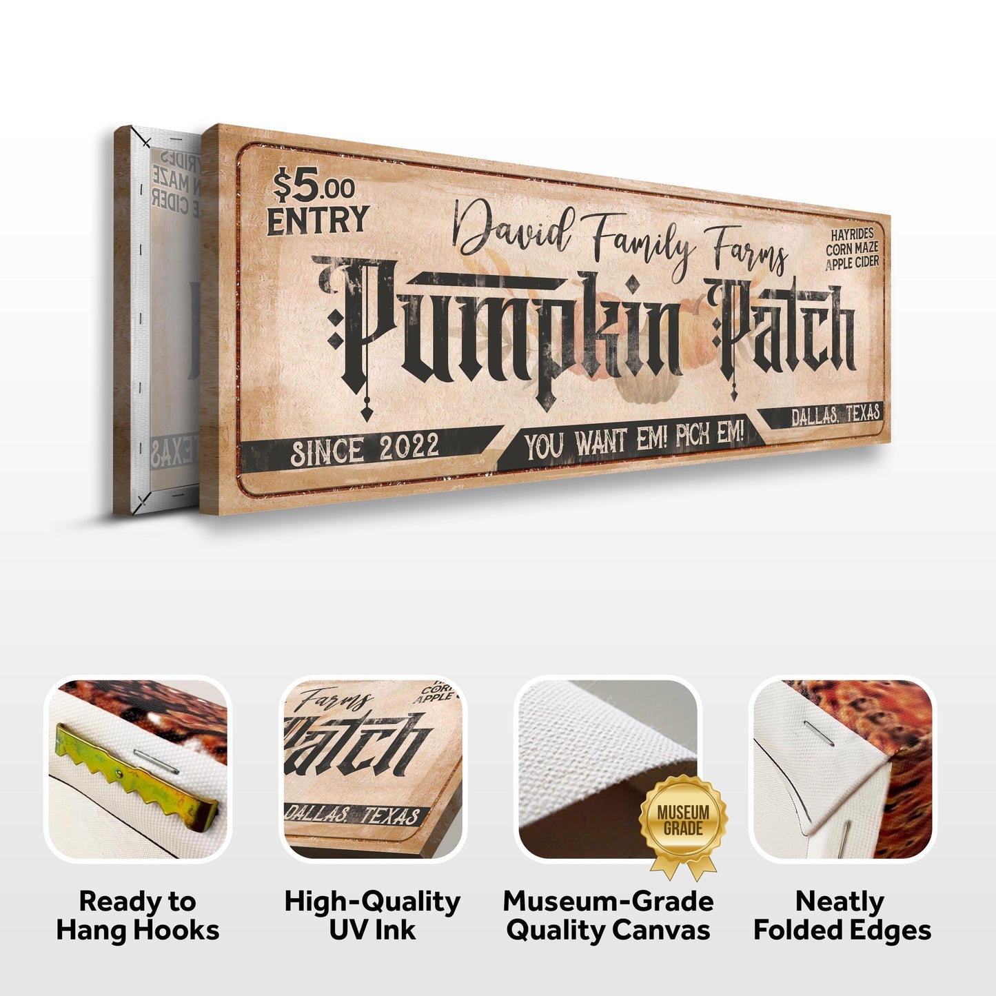 Family Farms Pumpkin Patch Canvas Wall Art Sign II