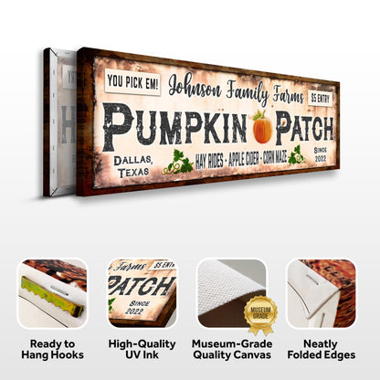 Family Farms Pumpkin Patch Canvas Wall Art Sign