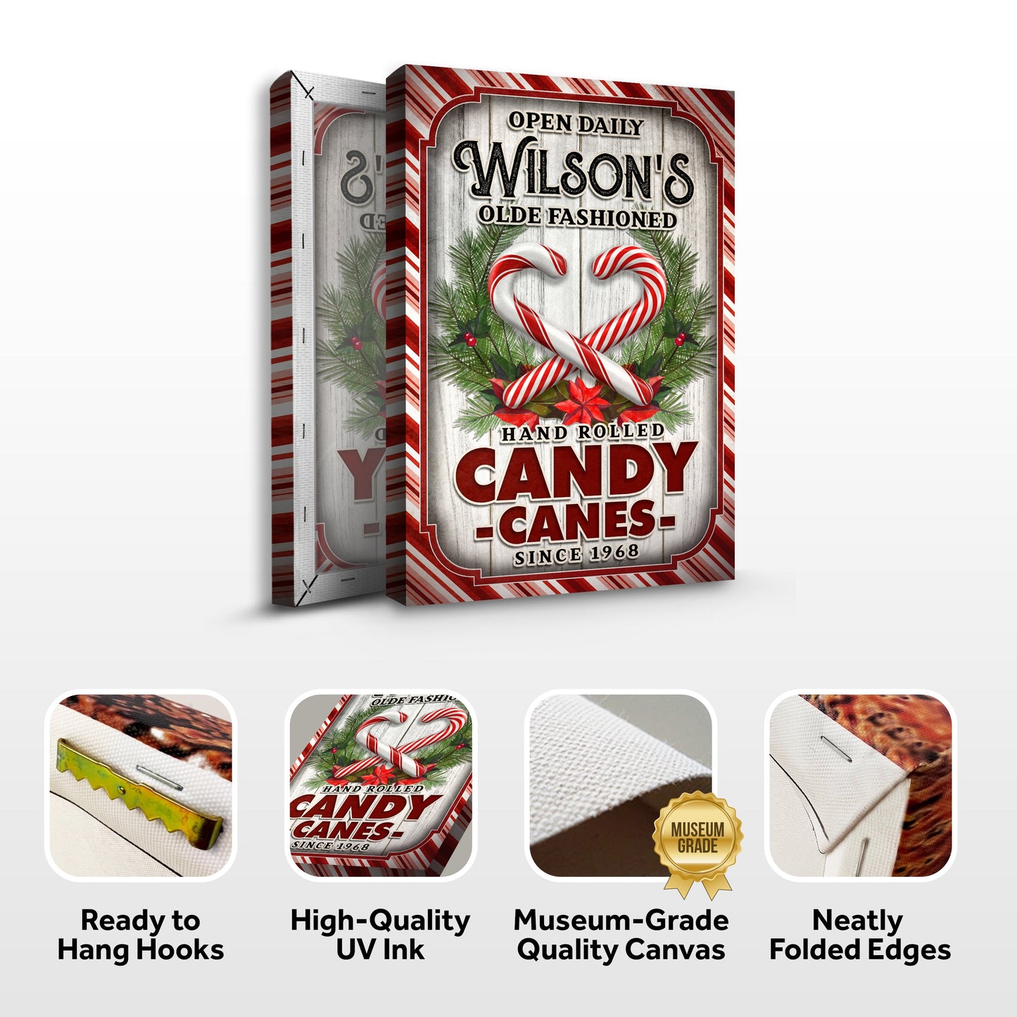 Olde Fashioned Candy Canes Vintage Christmas Canvas