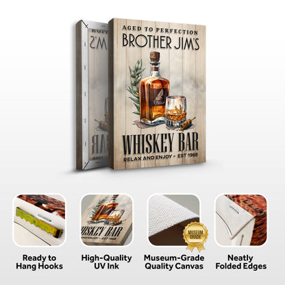 Aged To Perfection Whiskey Bar Canvas Sign