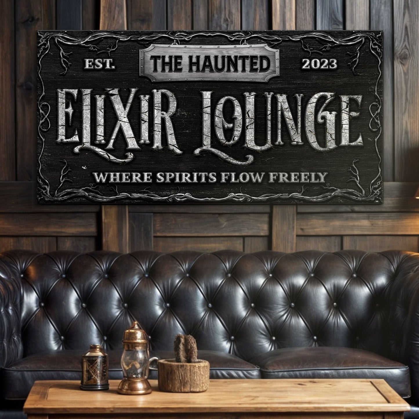 Haunted Elixir Lounge Halloween Canvas Wall Art