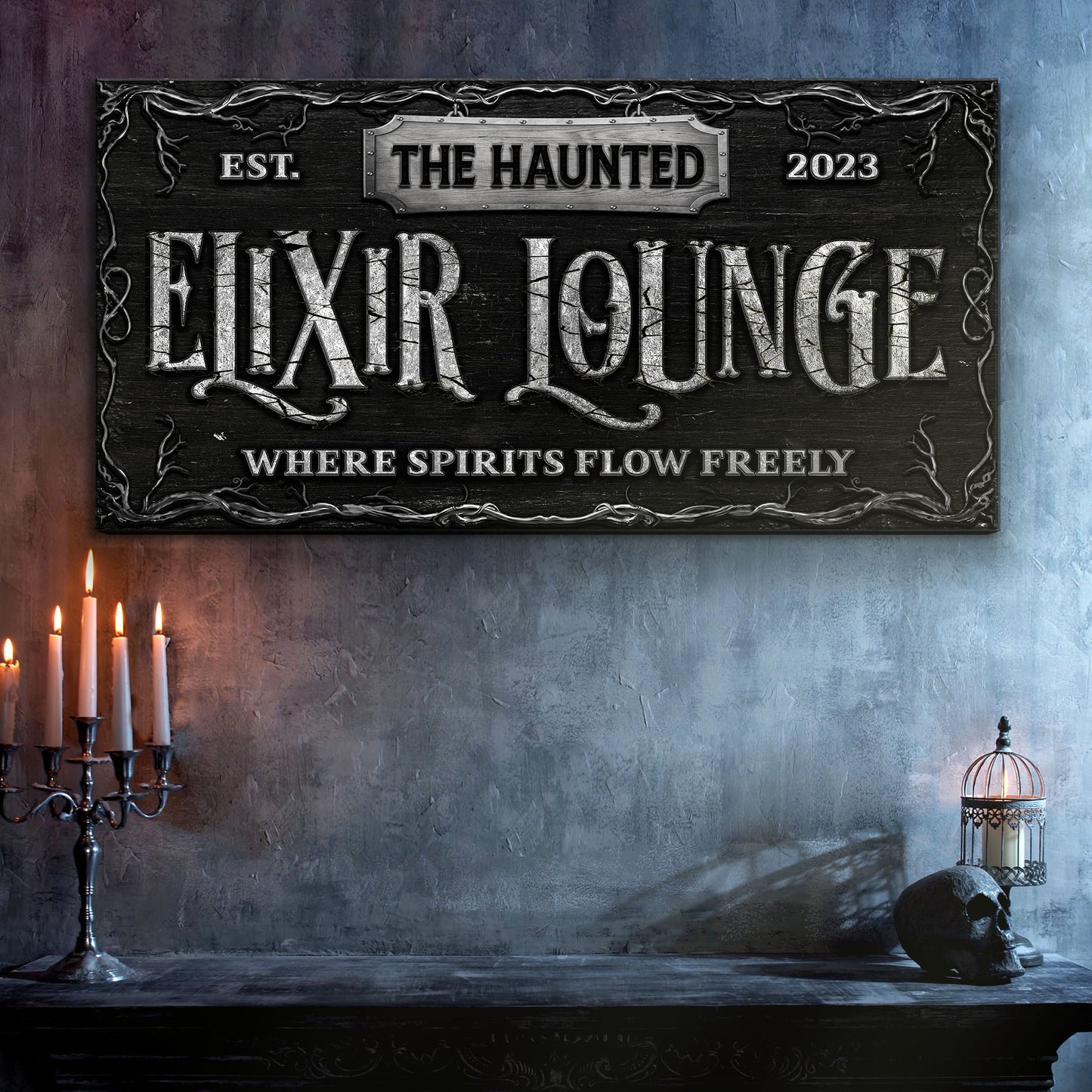 Haunted Elixir Lounge Halloween Canvas Wall Art