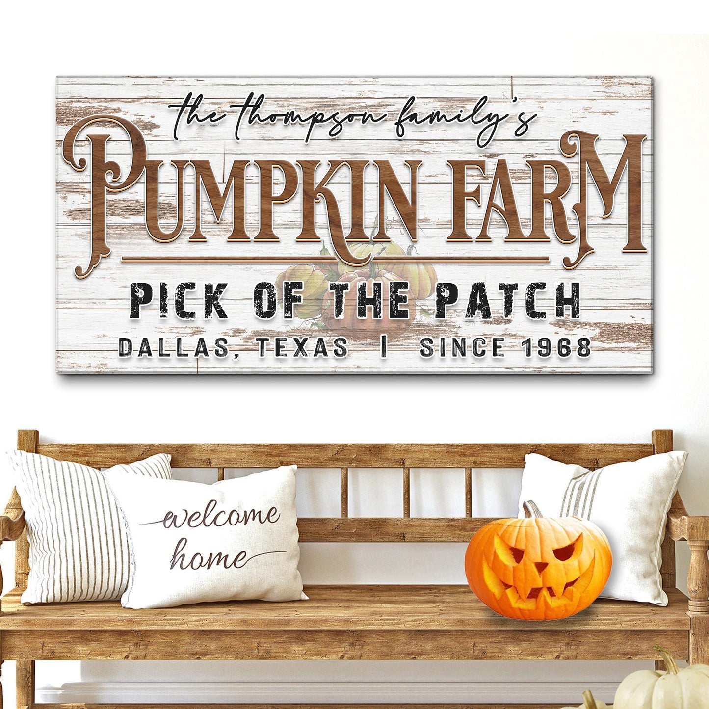 Pick of the patch pumpkin farm canvas wall art II — autumn harvest seasonal decor