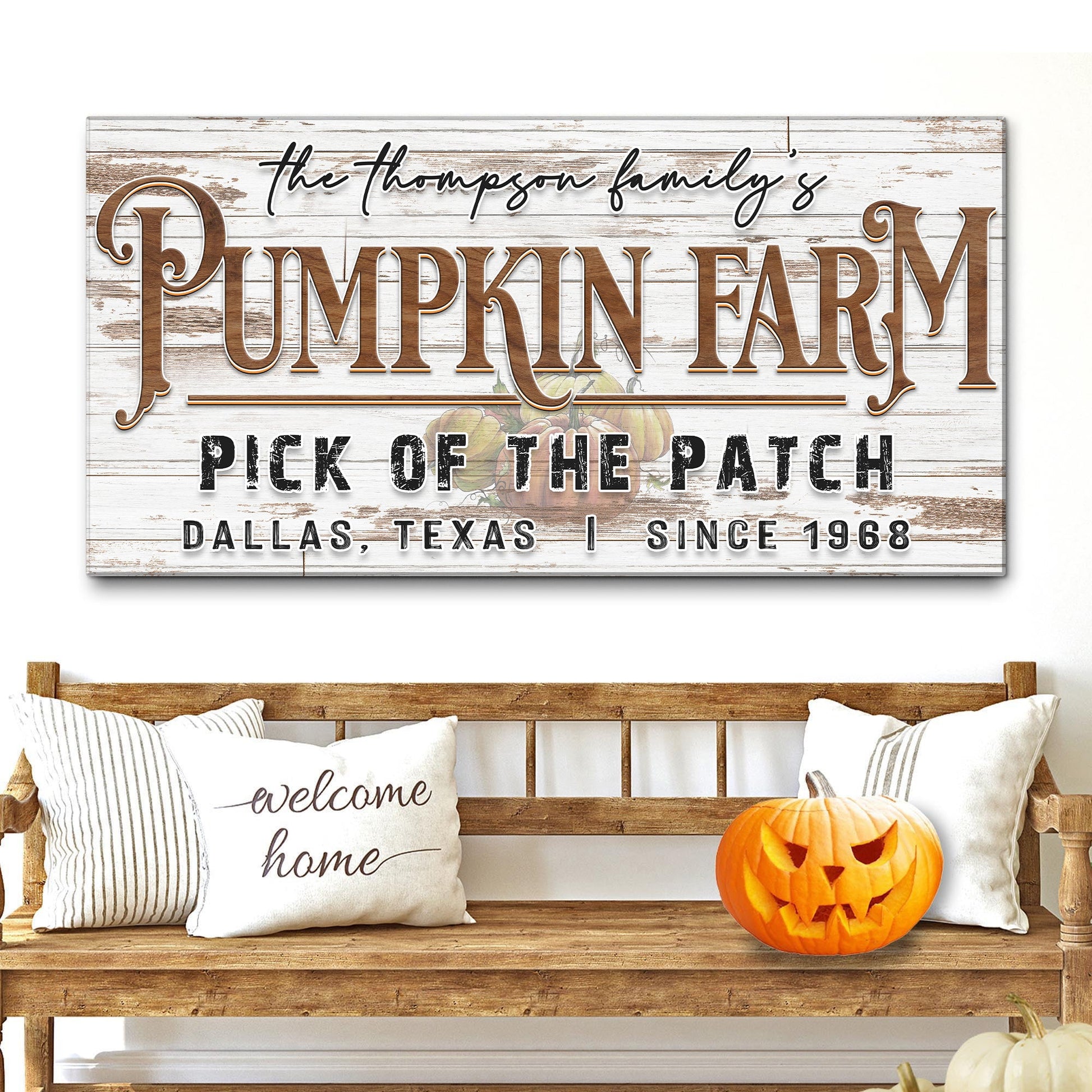 Pick of the patch pumpkin farm canvas wall art II — autumn harvest seasonal decor