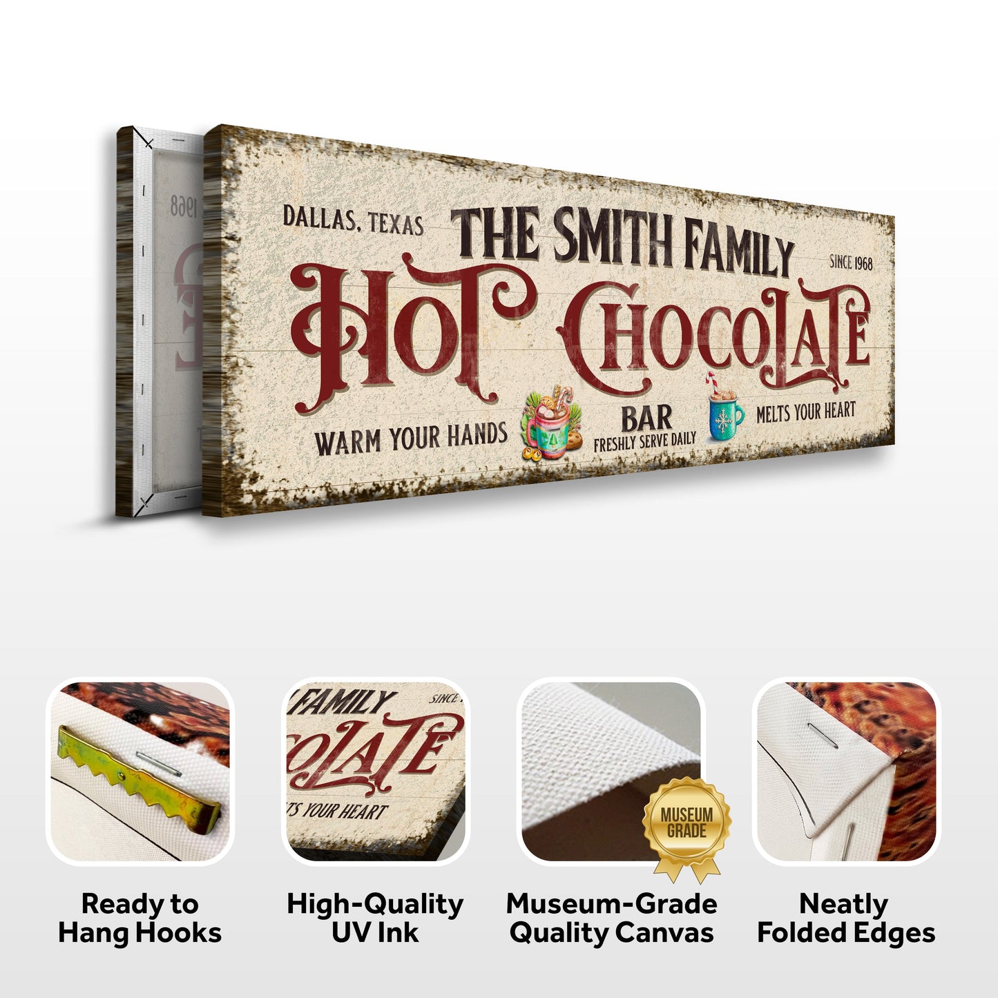 Hot Chocolate Christmas Bar Canvas Wall Art