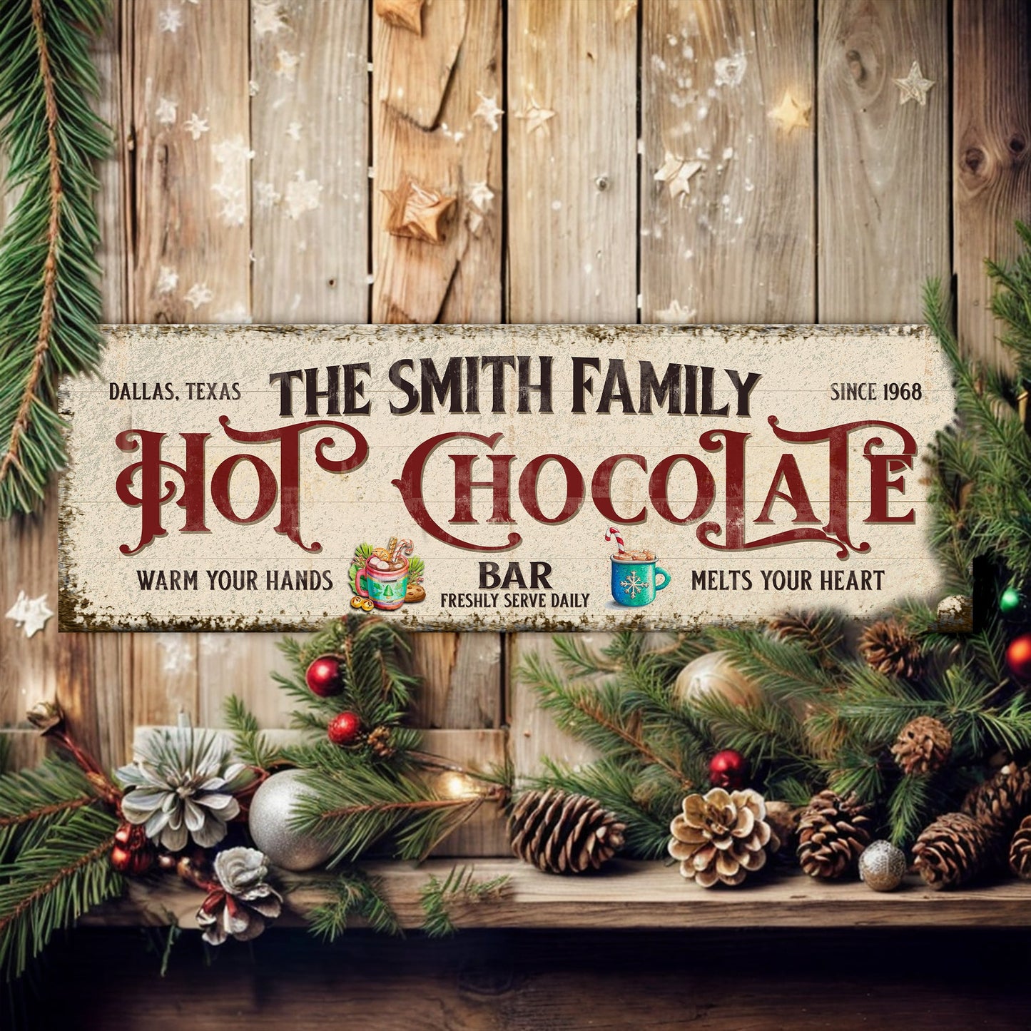 Hot Chocolate Christmas Bar Canvas Wall Art