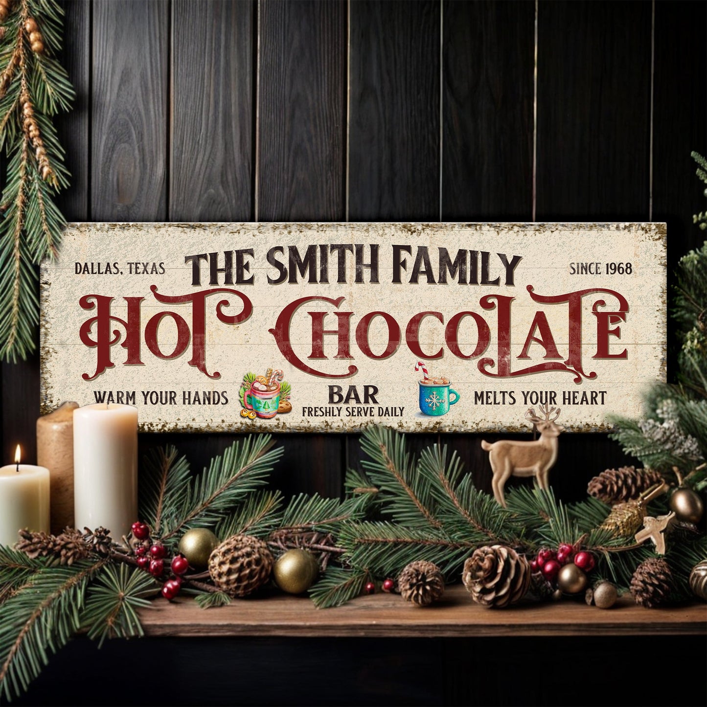 Hot Chocolate Christmas Bar Canvas Wall Art