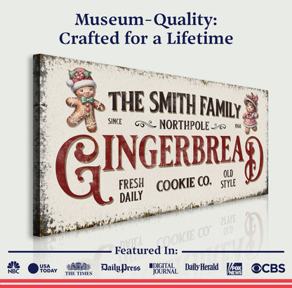 Family Gingerbread Bakery Christmas Canvas Sign