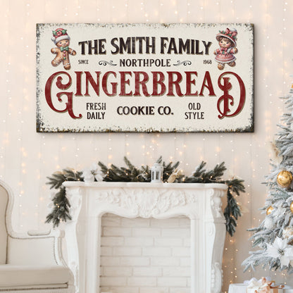 Family Gingerbread Bakery Christmas Canvas Sign