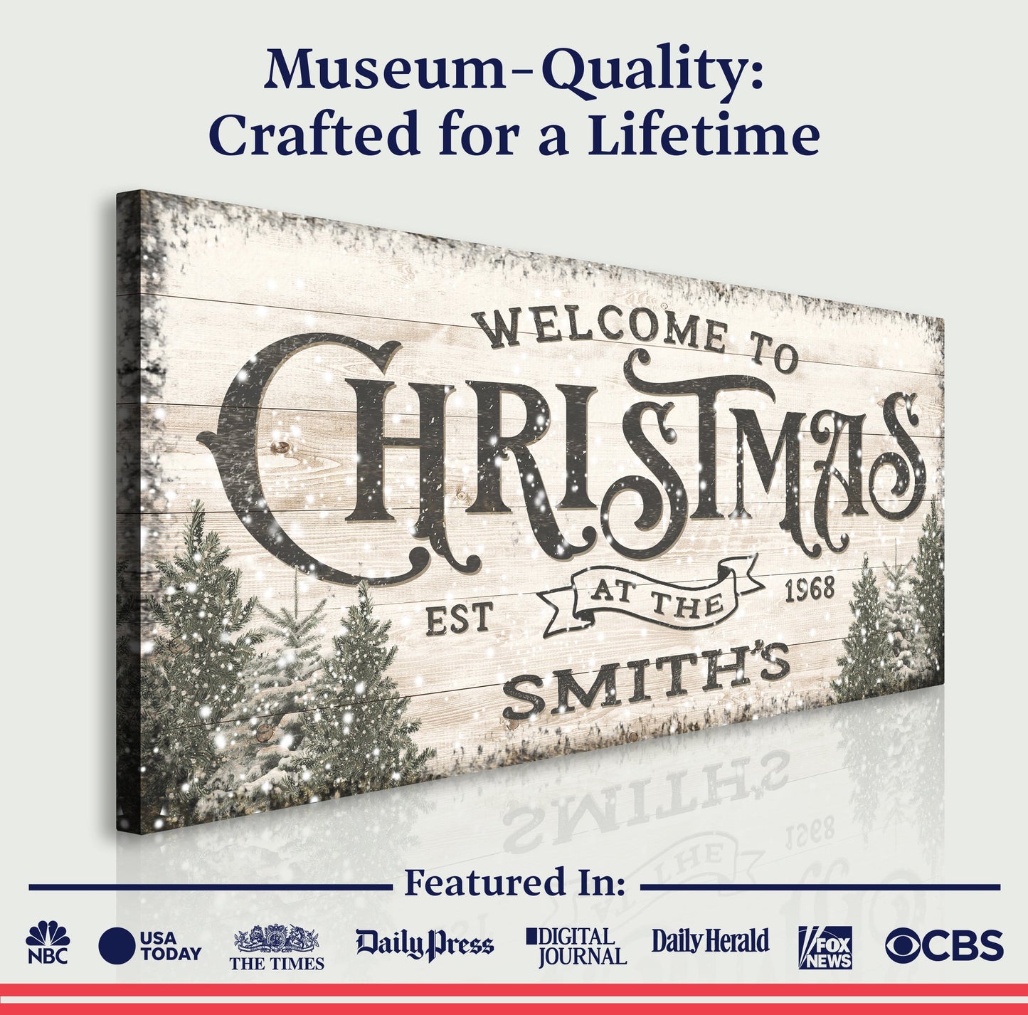 Family Welcome To Christmas Sign Canvas Wall Art