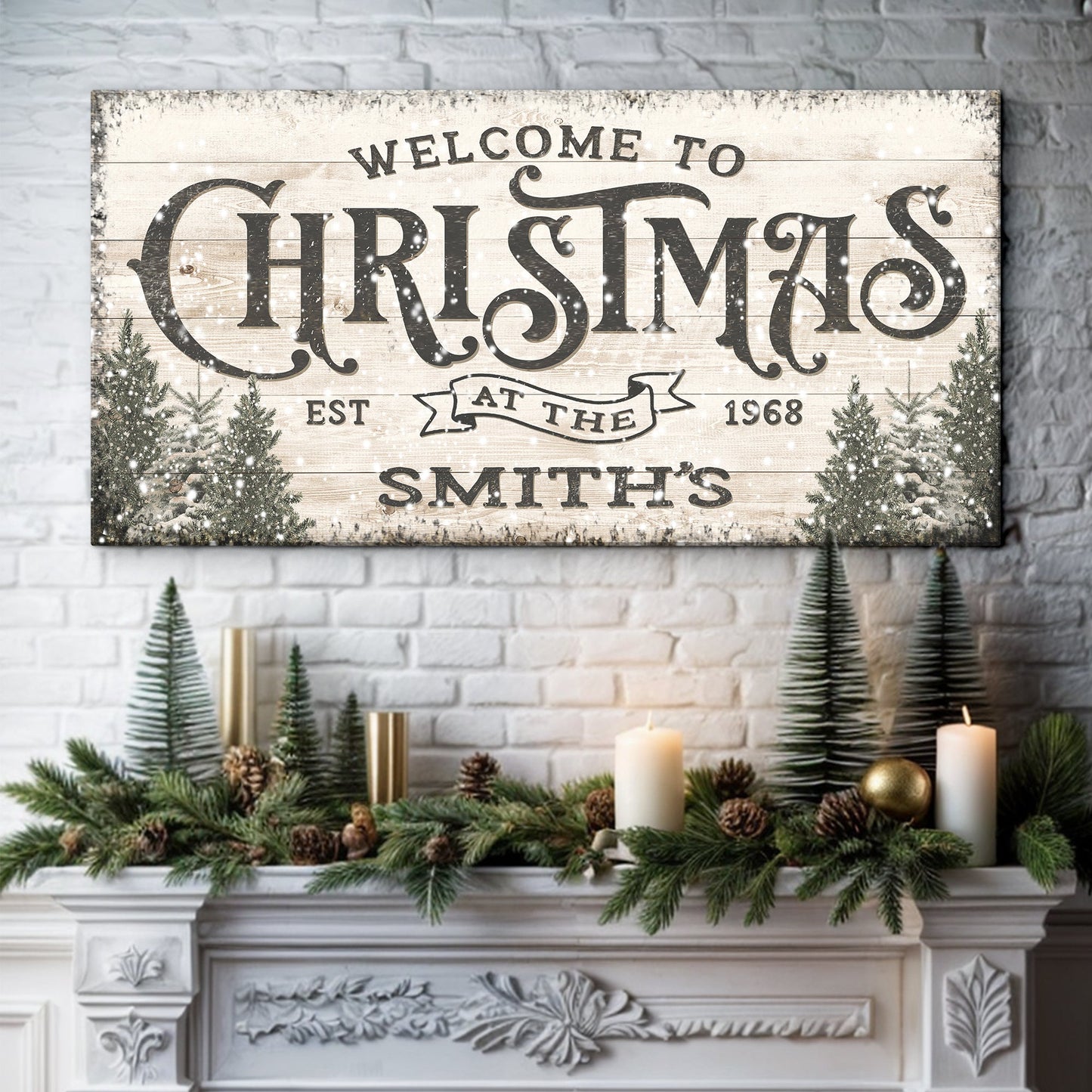 Family Welcome To Christmas Sign Canvas Wall Art