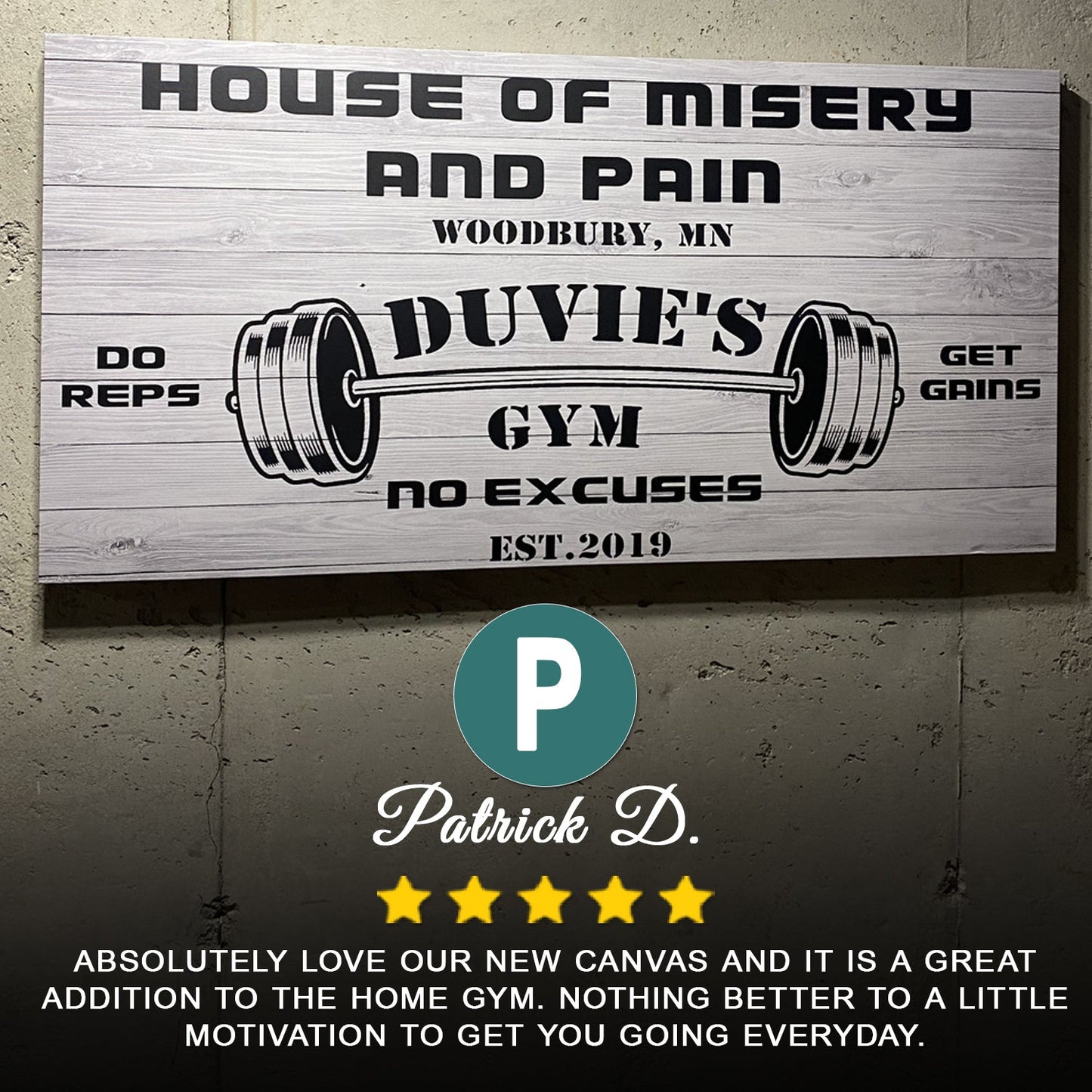 Gym Motivation Canvas Wall Art Sign