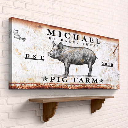 Pig Farm Canvas Wall Art Sign
