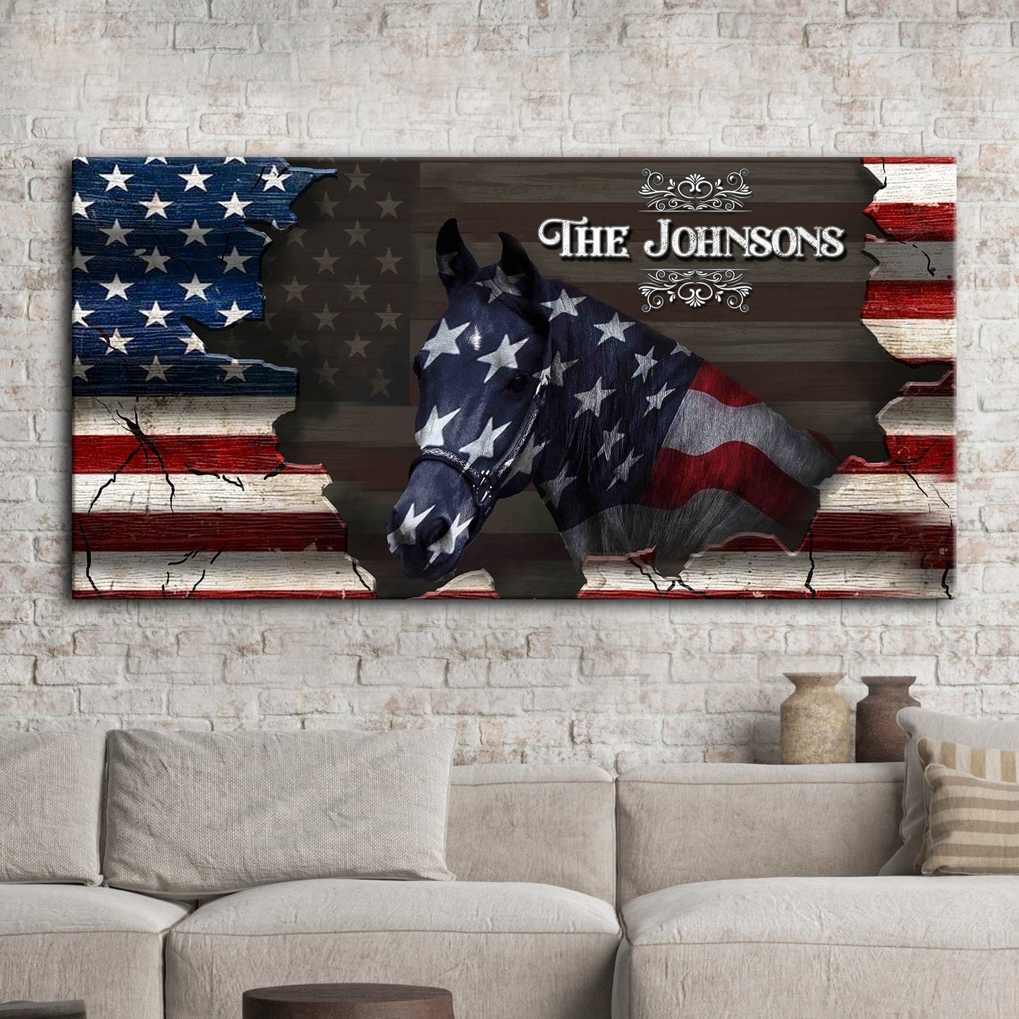 Personalized American Horse Family Name Canvas