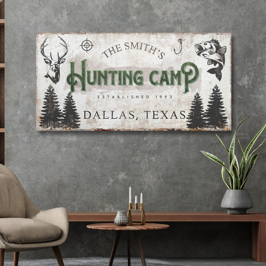 Fishing and Hunting Sign Personalized Canvas Wall Art