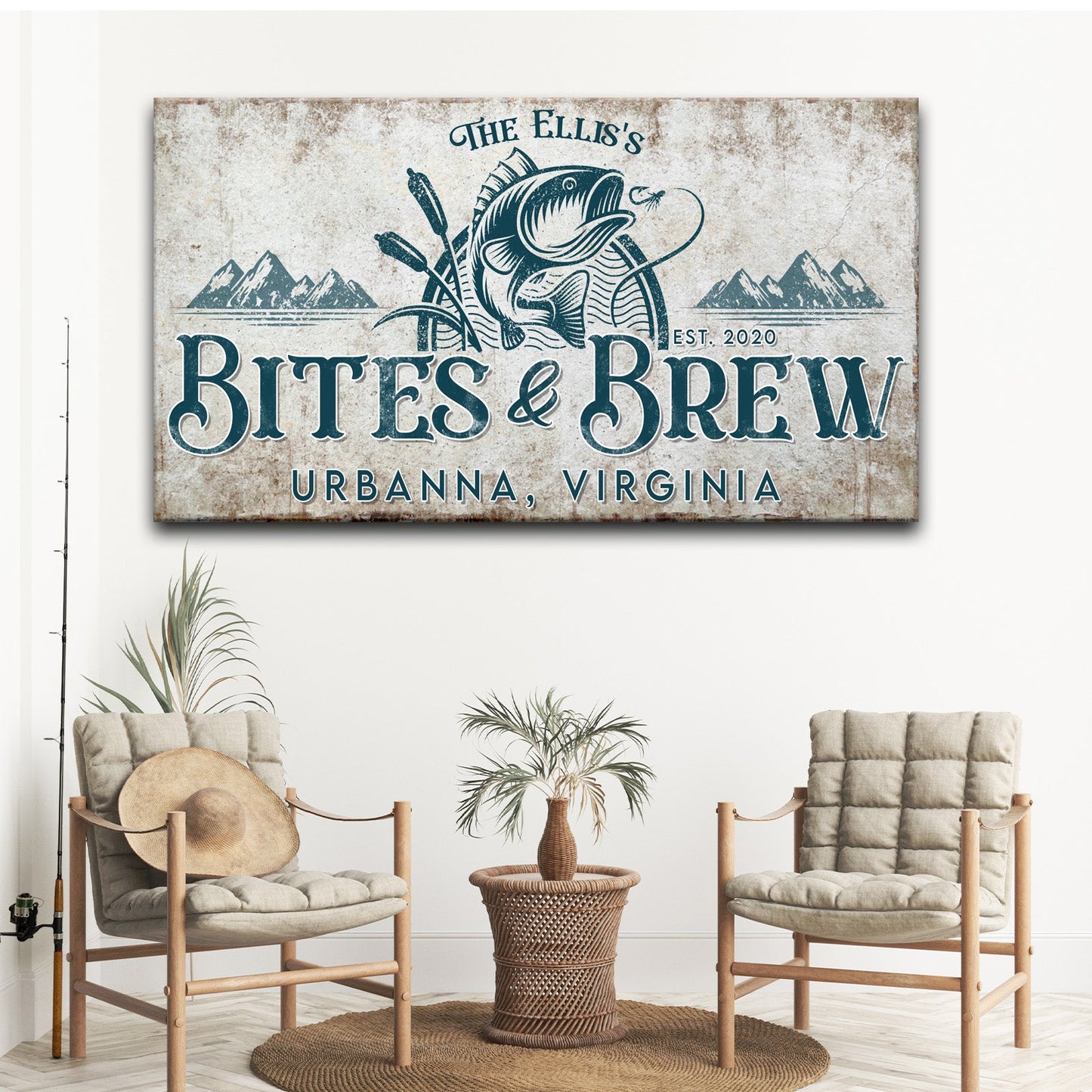 Bites and Brews Canvas Wall Art Sign