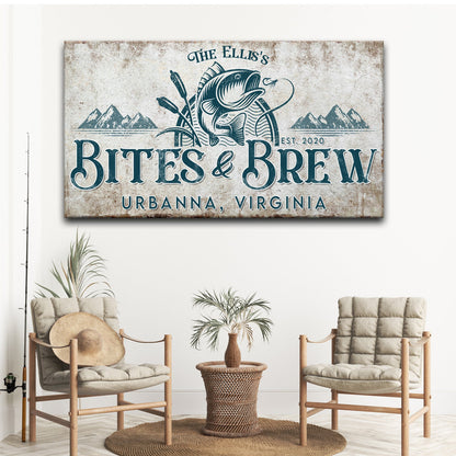 Bites and Brews Canvas Wall Art Sign