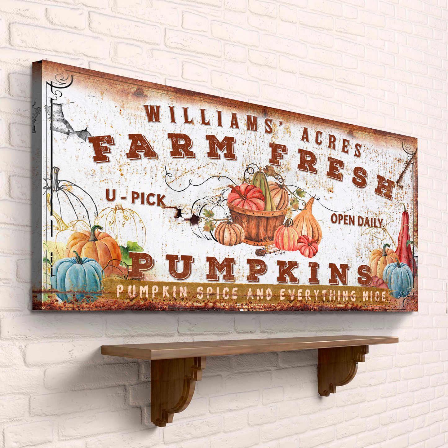Farm Fresh Pumpkins Sign Personalized Canvas Wall Art