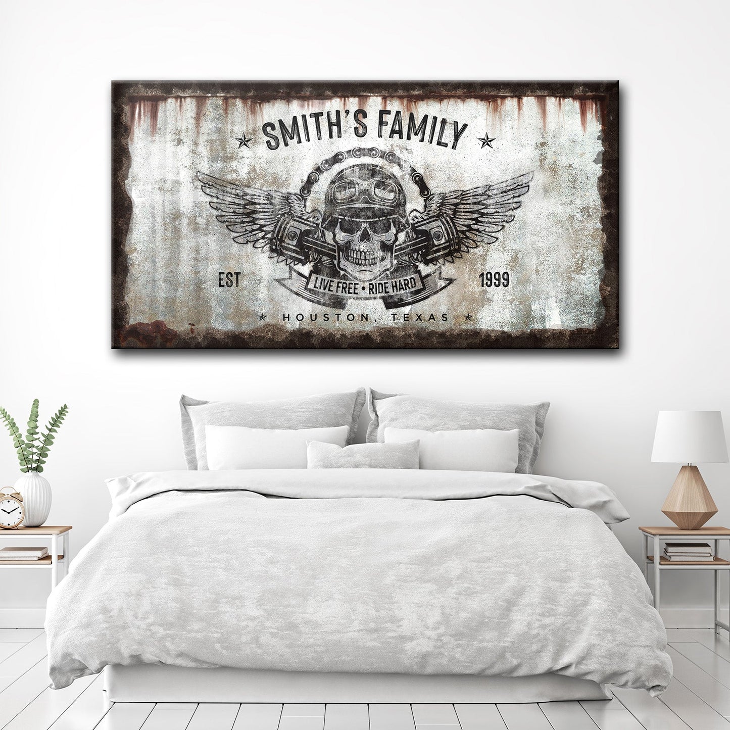 Live Free Ride Hard personalized motivational canvas sign
