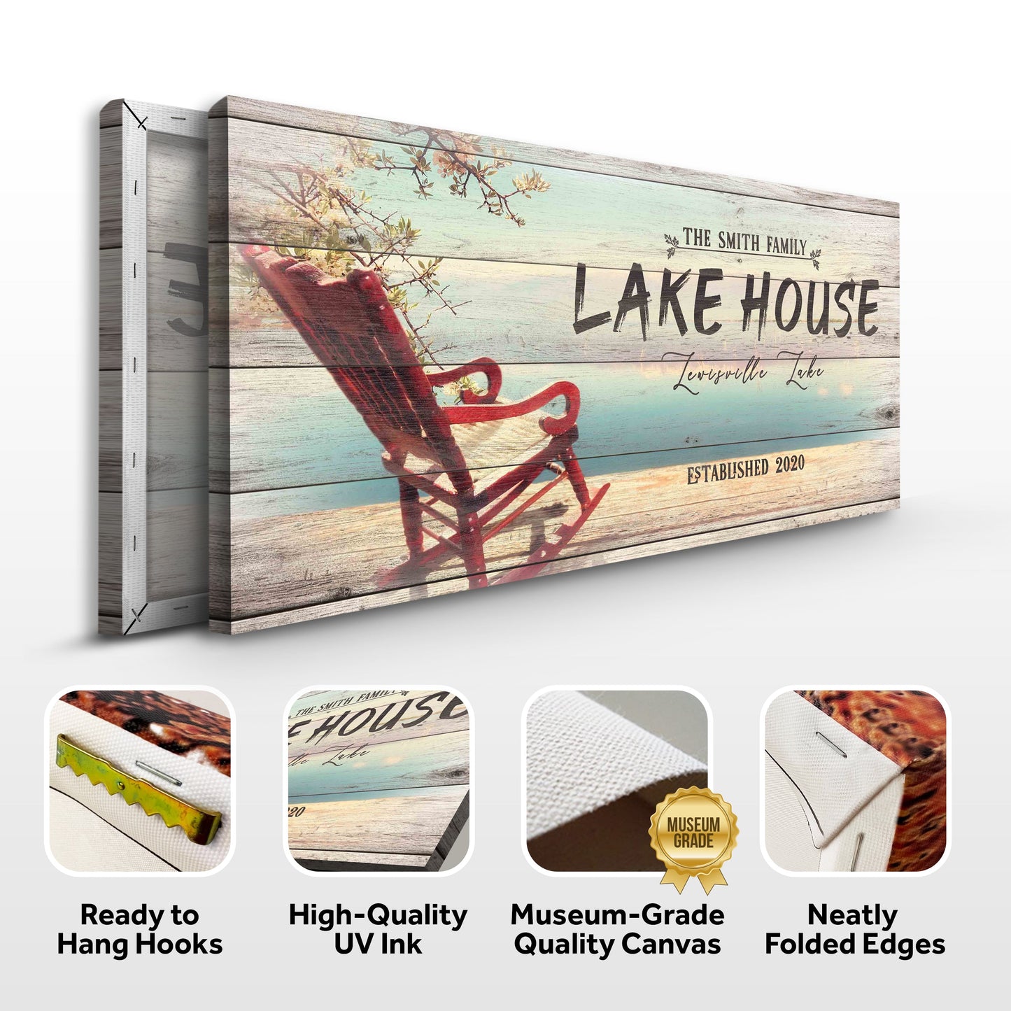 Personalized Vintage Lake House Canvas Sign