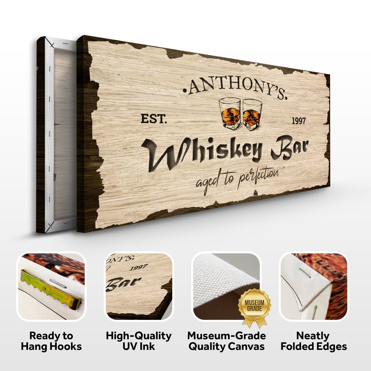 Personalized Whiskey Bar Canvas Sign II