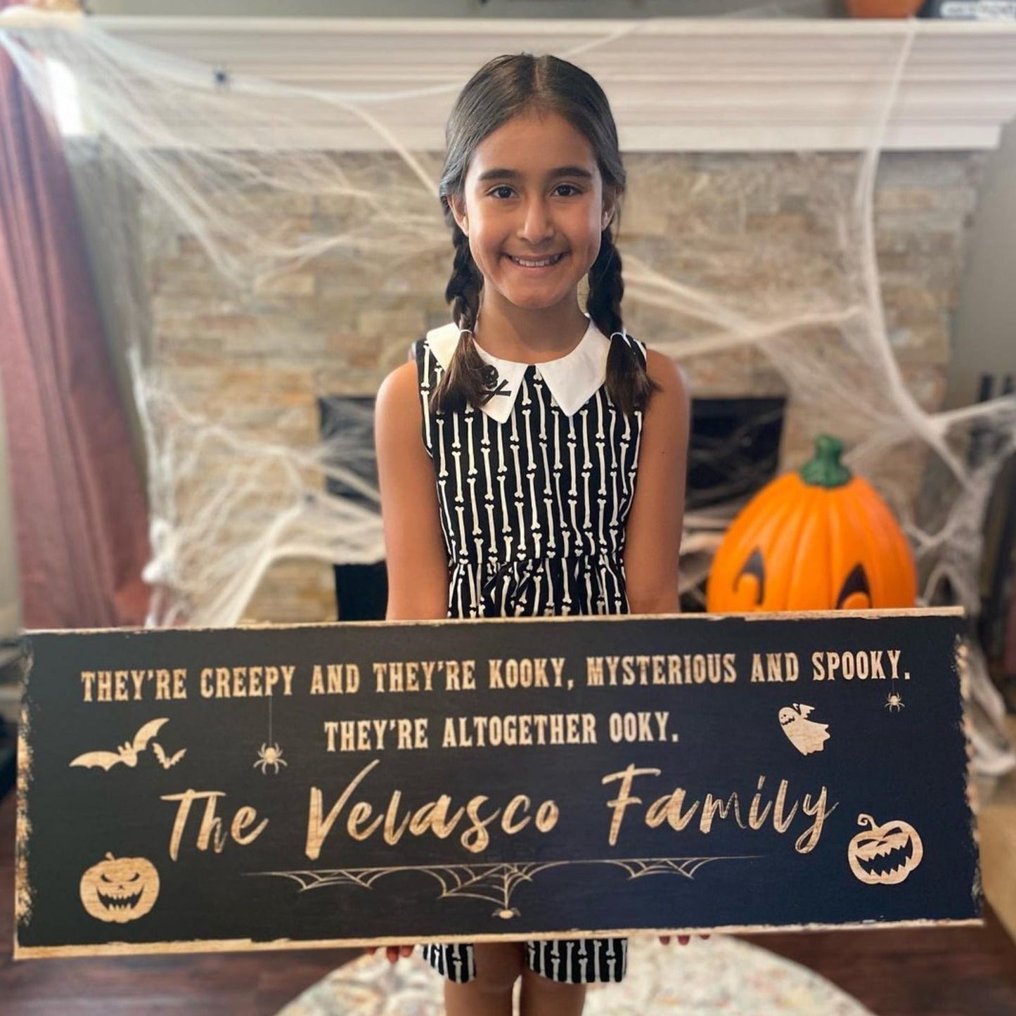 Creepy Family Halloween Canvas Sign