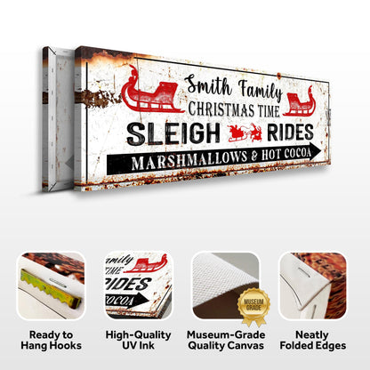 Christmas Sleigh Rides Canvas Sign