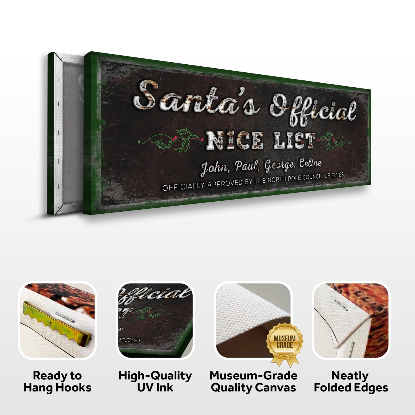 Santa's Official Nice List Christmas Canvas Sign