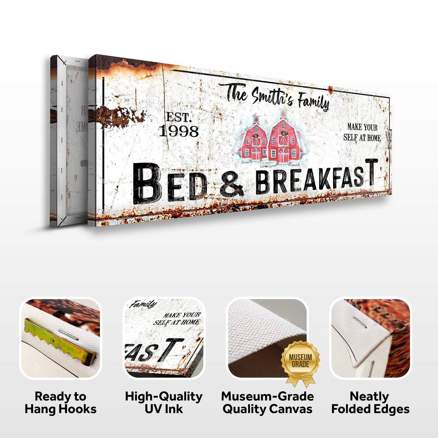 Christmas Bed And Breakfast Canvas Sign