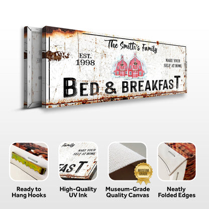 Christmas Bed And Breakfast Canvas Sign