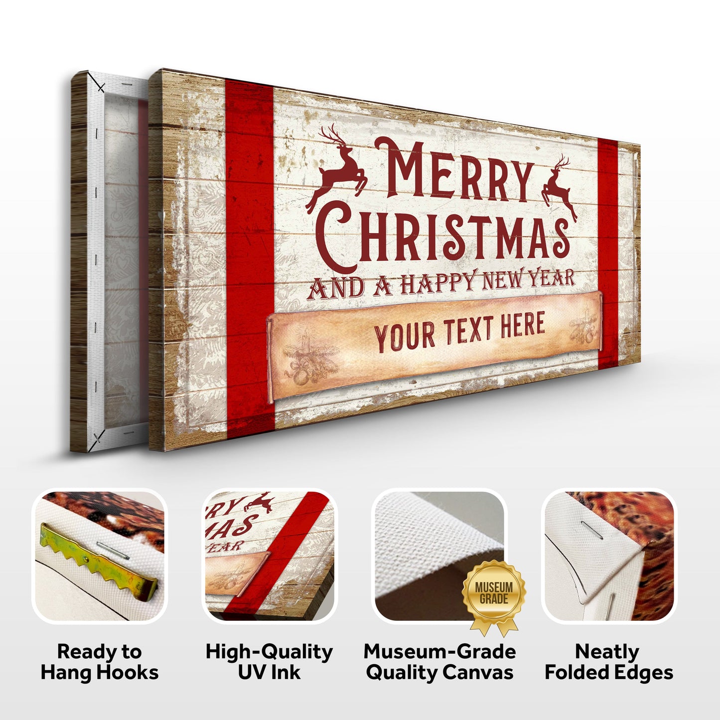Merry Christmas And A Happy New Year Canvas Sign