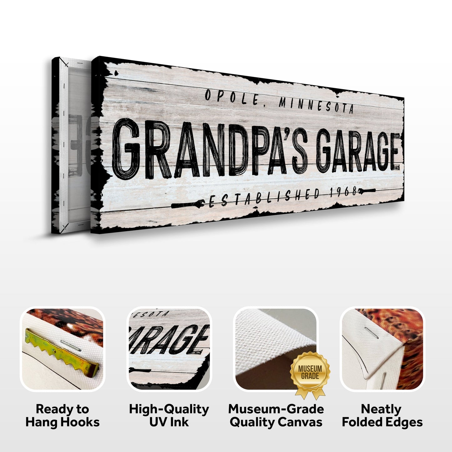 Grandpa's Garage Personalized Canvas Sign II