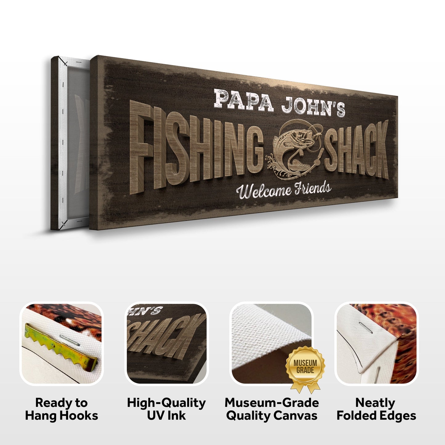 Fishing Shack Personalized Canvas Sign II