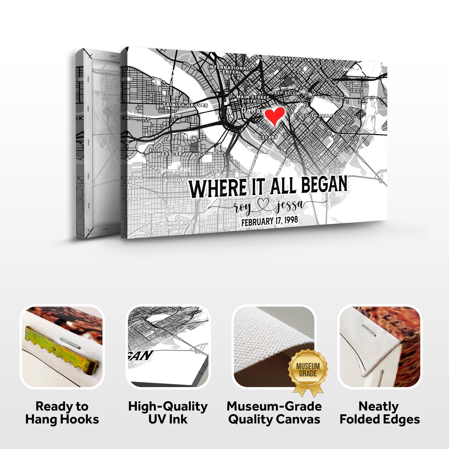 Couple Street Map Canvas Sign