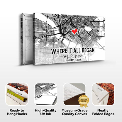 Couple Street Map Canvas Sign