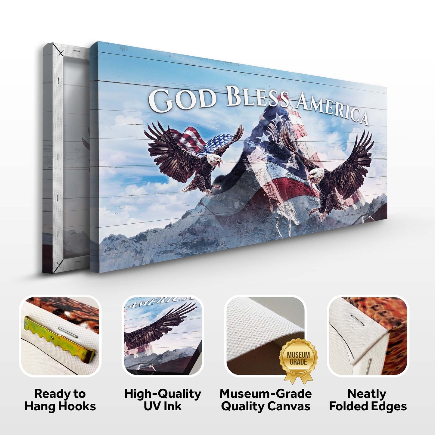 God Bless America Patriotic Canvas Sign