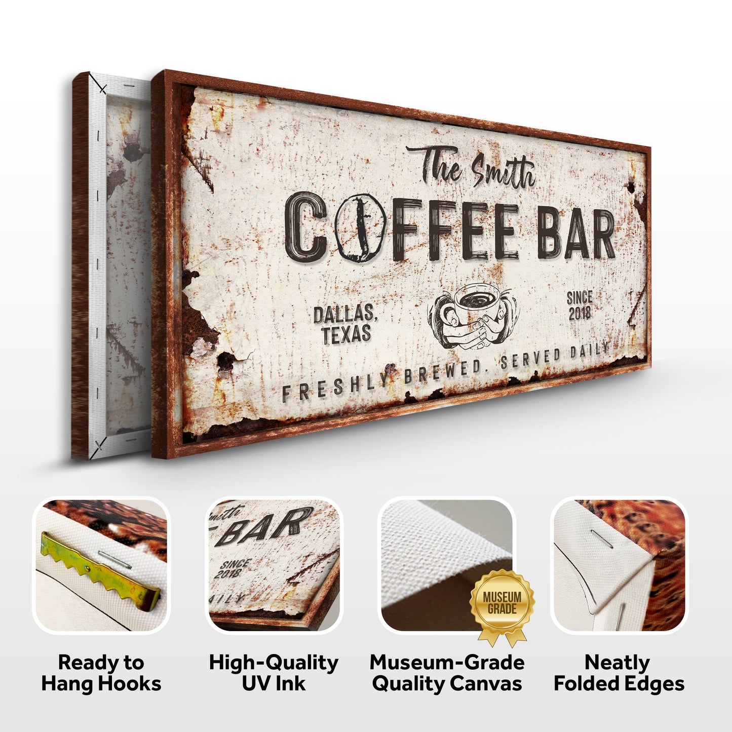 Coffee Bar Personalized Canvas Sign V