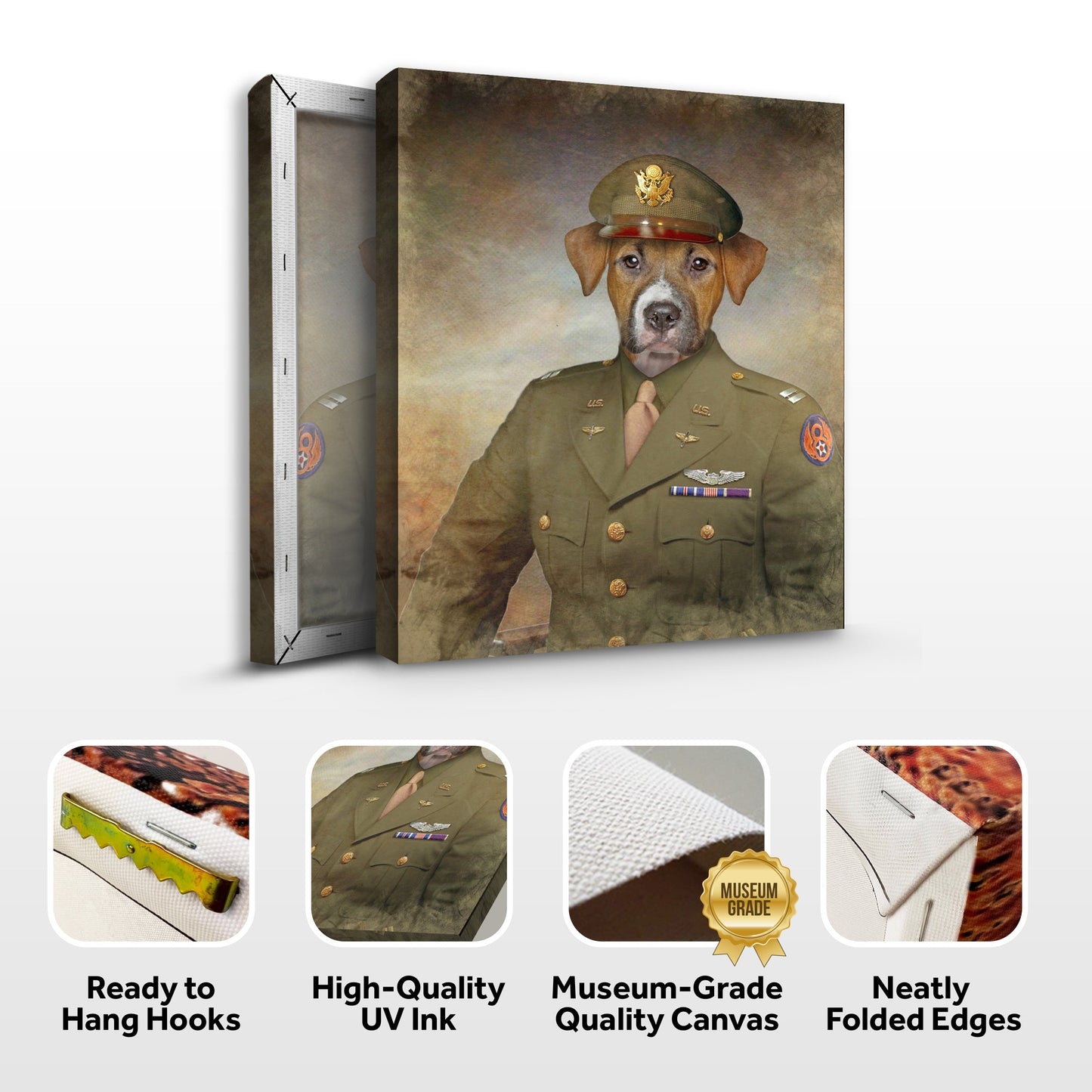 Beagle Military Dog Pet Portrait Canvas Sign